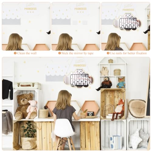 Cloud Shaped Shatterproof Acrylic Mirror for Kids Room - 15x10 Inch