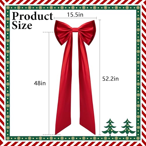Giant Red Satin Christmas Tree Bow Topper - 52x16 Holiday Decor