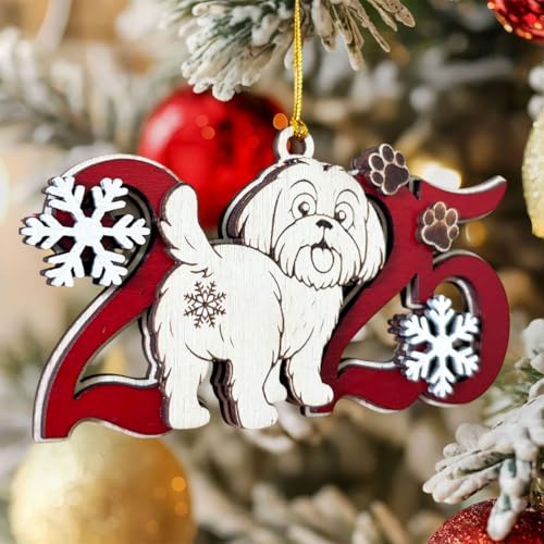 2026 Shih-Tzu Christmas Ornament - Wooden Dog Holiday Decoration, Personalized Pet Keepsake, Cute Puppy Tree Ornament, Dog Lover Gift - Variation of THIS listing