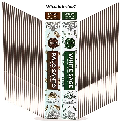 Palo Santo and White Sage Incense Sticks Combo Pack - 40 Count