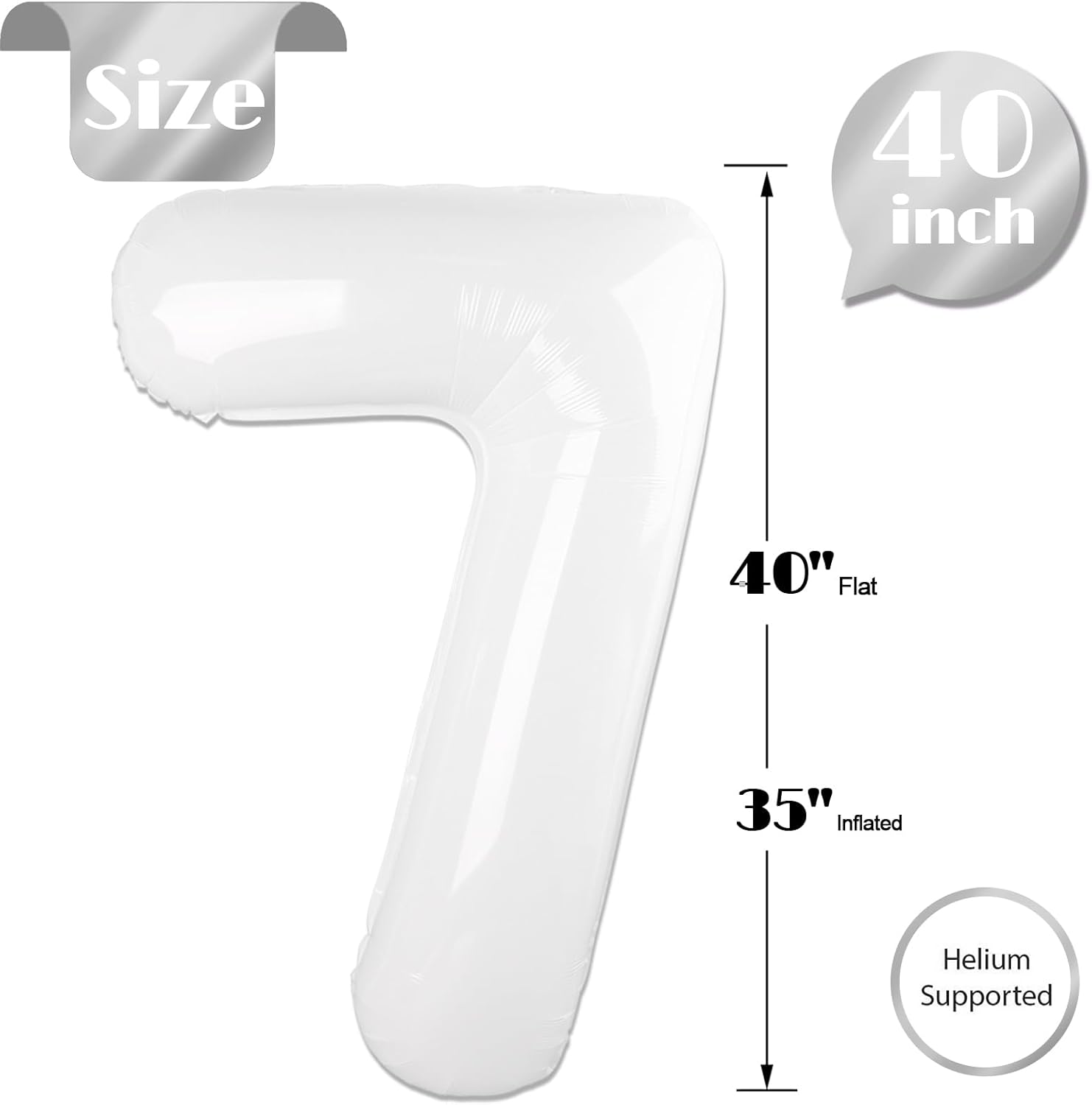 Translucent Number 7 Balloon by [Brand Name] - 40 Inch White Birthday Decoration for Kids & Adults