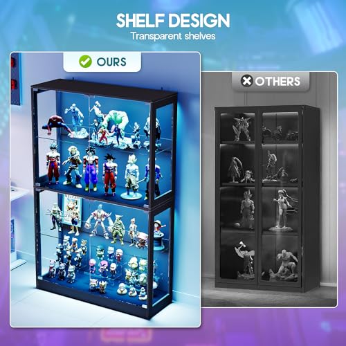 45-Inch RGB Glass Display Cabinet with 4-Tier Adjustable Shelves