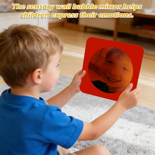 4 Pcs Sensory Wall Bubble Mirrors, Shatterproof Acrylic Kids Mirror Set