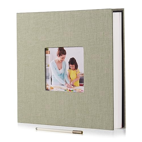 HoneyTolly 11x10.6in Self-Adhesive Linen Photo Album 60 Pages Grass Green
