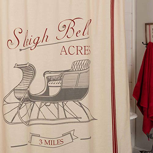 Piper Classics Sleigh Bells Ring Shower Curtain 72 x 72 Farmhouse Christmas