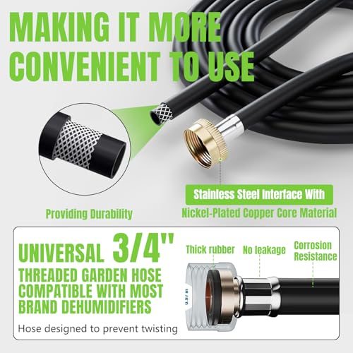 5FT Dehumidifier Drain Hose 3/4 Inch FHT with Leakproof Connector