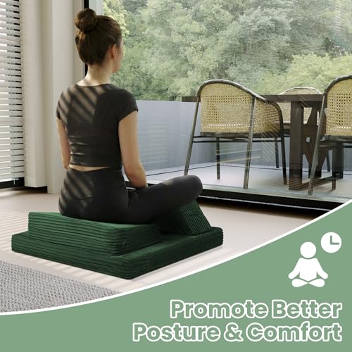Meditation Cushion Set with Knee Support - Large Washable Yoga Floor Pillow