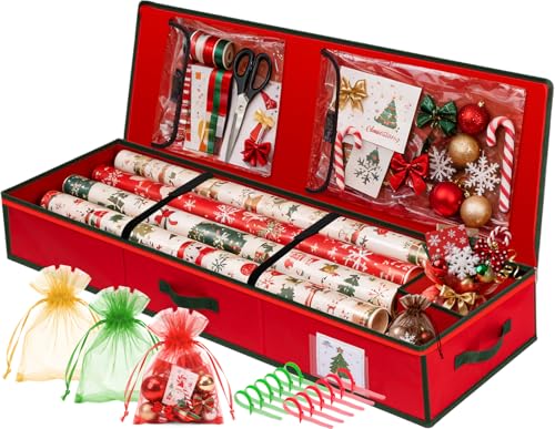 Underbed Christmas Wrapping Paper Storage Organizer with Pockets