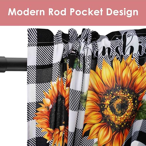 Sunflower Kitchen Curtains Set with Valances - 27.5x36 in