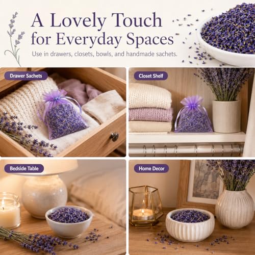 Dried Lavender Buds 3oz - Fragrant French Lavender Flowers for DIY Crafts