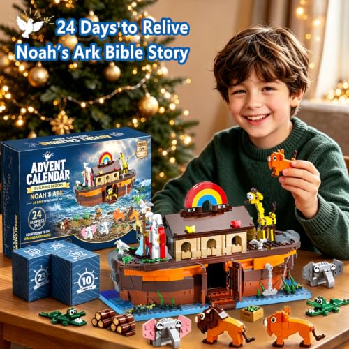 Noah’s Ark Advent Calendar 2026 - Kids 24 Days Religious Building Blocks Gift (OUXUNX)