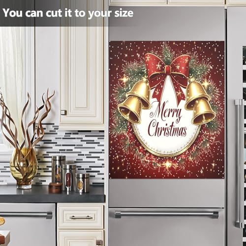 Eionryn Christmas Golden Bells Red Bow Dishwasher Magnet Cover 23x26 inch — Fridge & Kitchen Magnet Decal