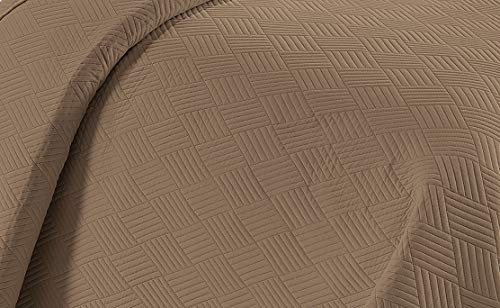 Linen Plus Oversized Embossed Coverlet Bedspread Set - Taupe King/Cal King