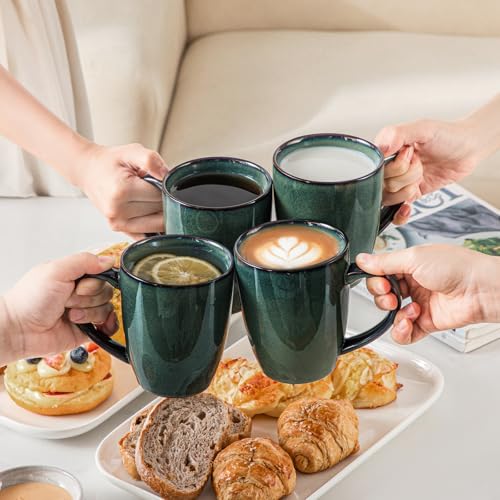 Vancasso Starry Ceramic Coffee Mug Set of 6 - 16 Oz Green Microwave & Dishwasher Safe