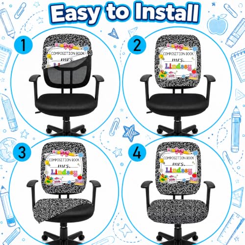 LDTPRINT Custom Classroom Chair Slipcover Set #2 - Personalized Office & School Chair Protectors