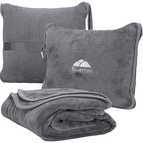 2-in-1 Travel Blanket Pillow - Soft, Compact, Lightweight Gray