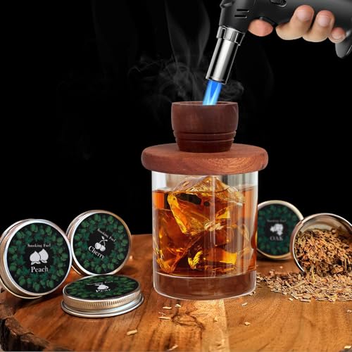 Yecuip Brown Whiskey Smoker Kit with Torch - Rustic Gift for Men & Dad