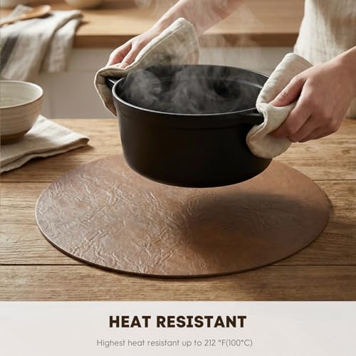 15-Inch Faux Leather Placemats - Set of 4 Waterproof Reversible Table Mats