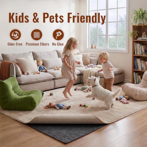 5x7 Ft Non-Slip Rug Pad, 1/4 Inch Thick Felt and Rubber Area Rug Gripper