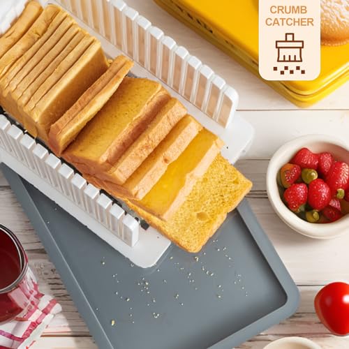 Foldable Bread Slicer with Crumb Tray - Adjustable Thickness Guide