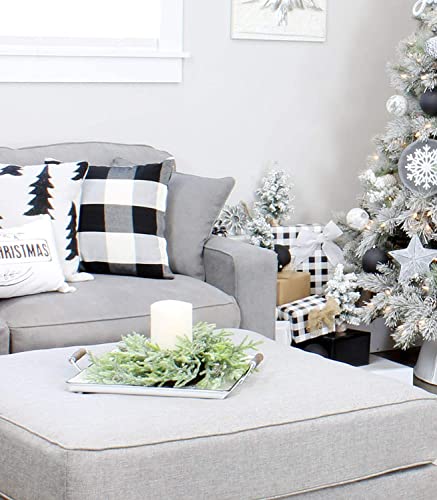 Artificial Christmas Wreaths 2-Pack, 14-Inch Flocked Greenery with Pinecones for Indoor/Outdoor Decor