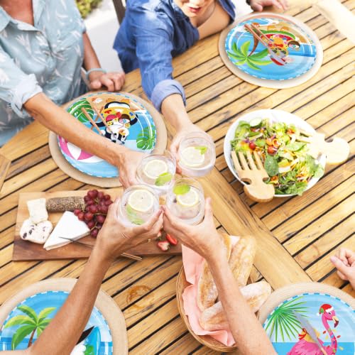 Whaline 40 Pcs Christmas in July 9in Paper Plates - Santa, Gingerbread, Flamingo Holiday Disposable Dinner Plates
