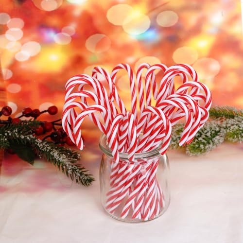 Jmkcoz Red & White 150 Pack Twisted Candy Cane Christmas Ornaments - 6" Plastic Holiday Decor