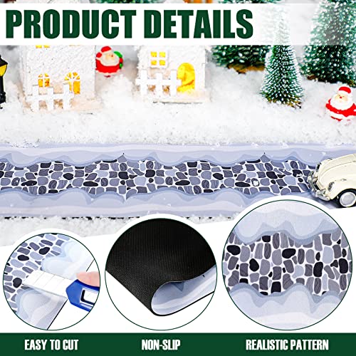 Christmas Village Cobblestone Road Snow Mat, 47-Inch Rollable Street