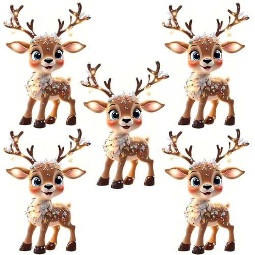 5 PCS Christmas Elk Acrylic Hanging Ornaments - 3.07 x 2.12 Inches, Transparent Holiday Decor