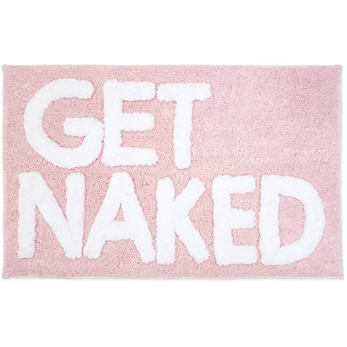 Get Naked Bath Mat Pink Blush Microfiber Non-Slip Rug 31" x 20"