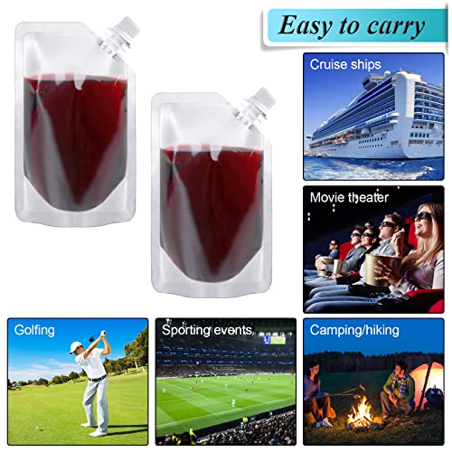 24 Pcs 8oz Concealable Drink Pouches, Leak-Proof Reusable Plastic Flasks