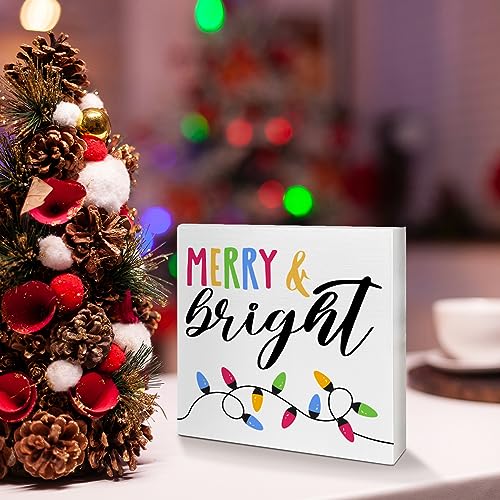 RJYMK A10 Christmas Wooden Table Sign Holiday Decor 5x5 Inches