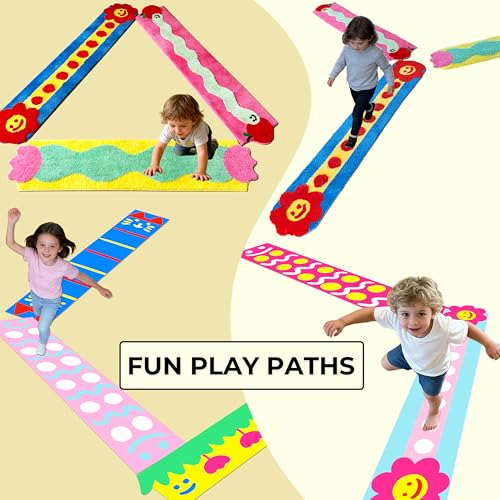3-Piece Modular Play Rug Set, Washable Interactive Stepping Path Runner