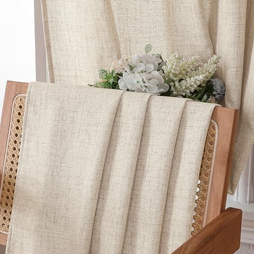 Short Linen Tier Curtains - Rod Pocket Light Filtering, 30x24 In, Set of 2