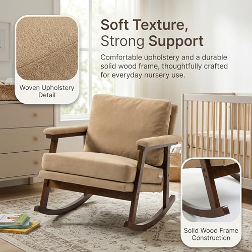 Compact Teddy Fleece Nursery Rocking Chair, Upholstered Glider for Bedroom