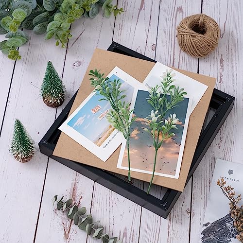 8x8 Square Shadow Box Picture Frames, Set of 3, Wood Deep Display Case