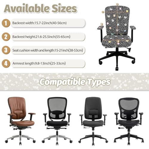 Office Chair Slipcovers Set - 4 Pcs Composition Notebook Style