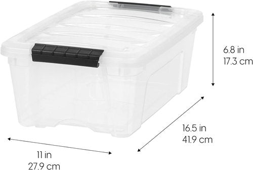 IRIS USA Storage Bins - 4-Pack Stackable 13 Quart Lids | Durable BPA-Free Organizing Solution