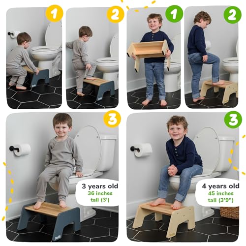Wooden Toddler Step Stool for Bathroom and Kitchen, 400 lbs Capacity