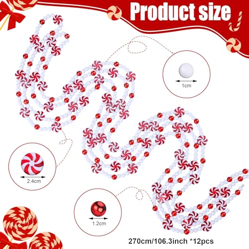 Gerrii 108 Ft Christmas Candy Cane Garland - Holiday Decorative String