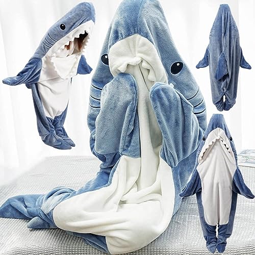 inkArts Soft Wearable Shark Blanket Hoodie Onesie for Adults & Kids