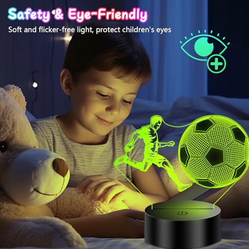 3D Soccer Night Light - LED Illusion Lamp for Kids Bedroom Decor