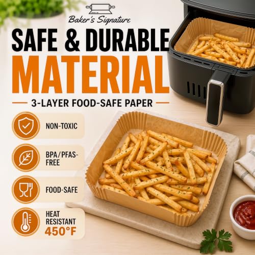 Air Fryer Paper Liners 8 Inch Square 125Pcs Disposable Non-Stick