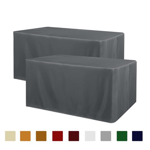 Obstal 2 Pack Table Clothes for 6 Foot Rectangle Tables - Water Resistant Washable Fabric Polyester Rectangle Table Cover Protector for Wedding, Banquet and Trade Shows, 72L x 30W Inches, Dark Grey