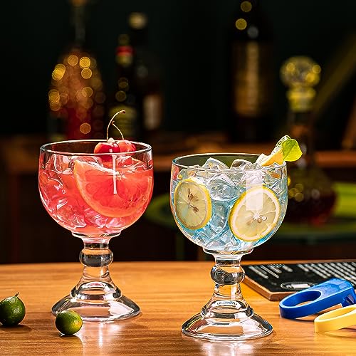 Wookgreat 21.5oz Set of 4 Schooner Beer & Margarita Glasses with Color Clips