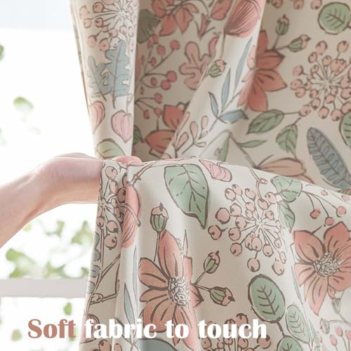 Floral Blackout Curtains for Girls Nursery, 63-Inch Pink Flower Drapes, 2-Pack