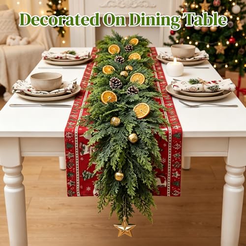 2 Pack 6Ft Real Touch Cedar Garland - Faux Christmas Greenery for Mantle & Decor
