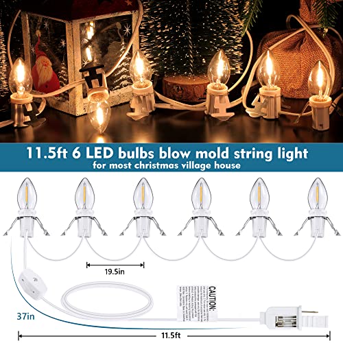 Leelosp Christmas Village Light Cord with 6 LED Bulbs, 11.5 ft C7 Lamp w/ On-Off Switch - 1 Pack