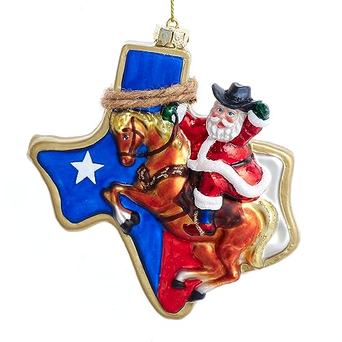 Kurt Adler Glass Texas Santa Ornament - Holiday Decor, Christmas Collectible