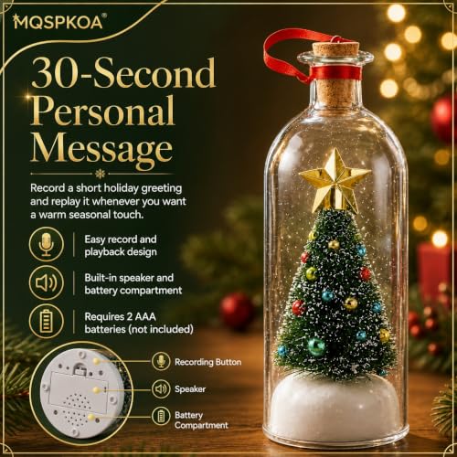 Forever Voice Recordable Christmas Tree Ornament 1pcs Glass Snow Scene Holiday Keepsake
